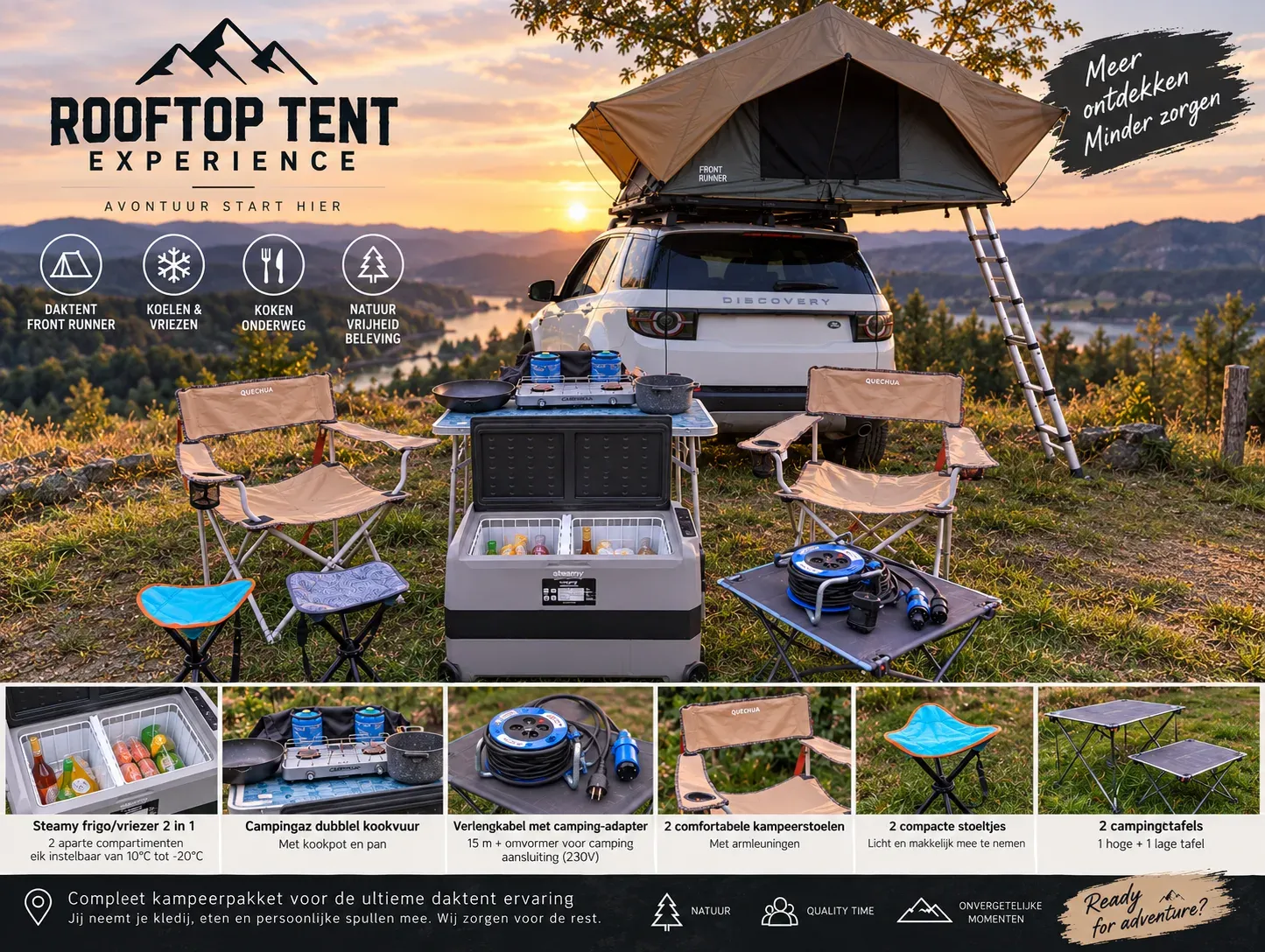 Daktent huren – Front Runner + complete kampeeruitrusting | Rooftop Tent Experience